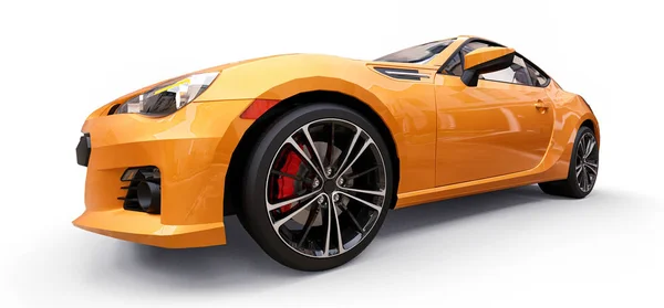 Amarelo pequeno carro esporte coupe. Renderização 3d . — Fotografia de Stock