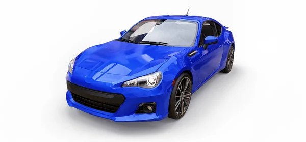 Blauwe kleine sportwagen coupe. 3D-rendering. — Stockfoto