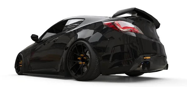 Чорний маленький спортивний автомобільний купе. 3D візуалізація . — стокове фото