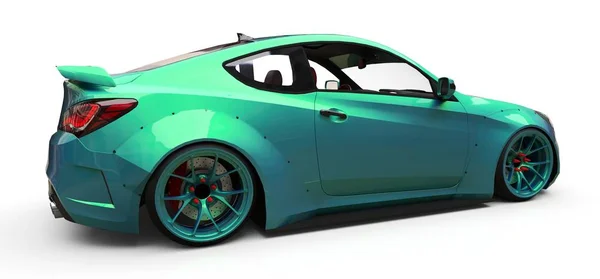 Зелений маленький спортивний автомобільний купе. 3D візуалізація . — стокове фото