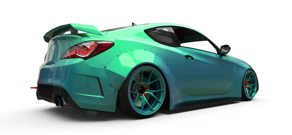 Verde piccolo coupé auto sportive. rendering 3d. — Foto Stock