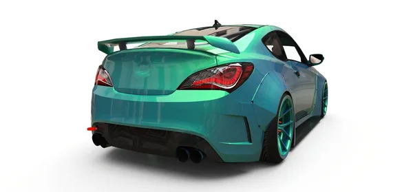 Zöld kis sportkocsi kupé. 3D-s renderelés. — Stock Fotó