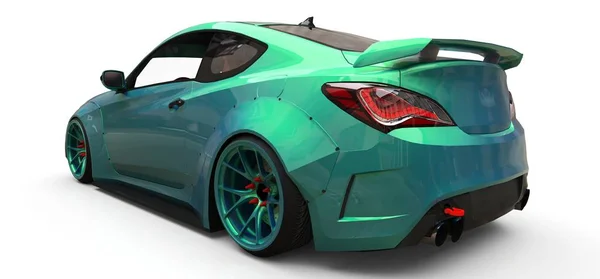 Petite voiture de sport verte coupé. Rendu 3d. — Photo