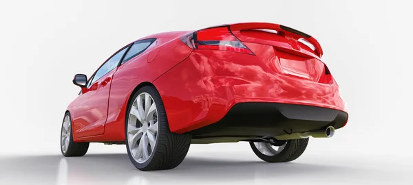 Kırmızı küçük spor araba coupe. 3d oluşturma. — Stok fotoğraf