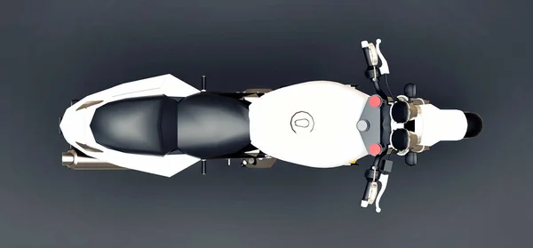灰色の背景に白い都市スポーツ2人乗りのオートバイ。3Dイラスト. — ストック写真