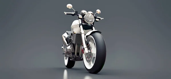 Moto biplace sport urbain blanc sur fond gris. Illustration 3d . — Photo