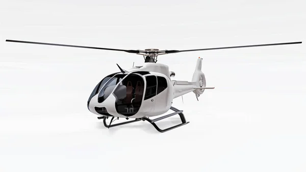 흰색 배경에 고립 된 흰색 헬리콥터. 3D 렌더링. — 스톡 사진