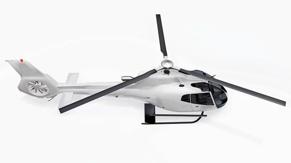 Λευκό ελικόπτερο απομονώθηκε στο λευκό φόντο. απόδοση 3D. — Φωτογραφία Αρχείου