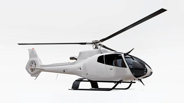 흰색 배경에 고립 된 흰색 헬리콥터. 3D 렌더링. — 스톡 사진