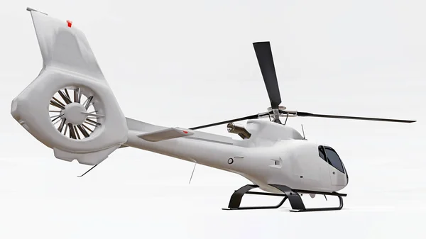 Helicóptero branco isolado no fundo branco. Renderização 3d . — Fotografia de Stock