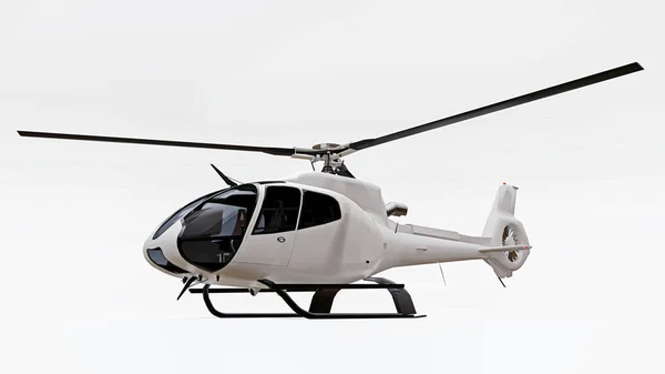 Hélicoptère blanc isolé sur fond blanc. Rendu 3d . — Photo