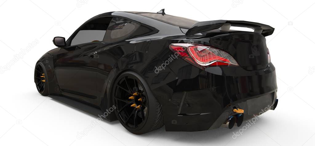 Black small sports car coupe. 3d rendering.