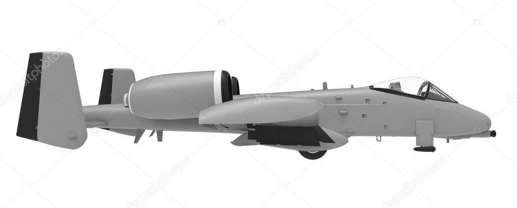 A small military plane. 3D illustration.