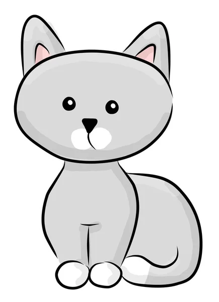 Carino modesto fumetto gatto grigio. Schema gatto . — Vettoriale Stock