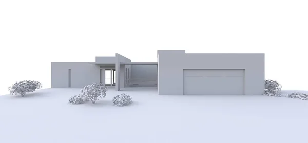 3d casa moderna, su sfondo bianco. Illustrazione 3d. — Foto Stock