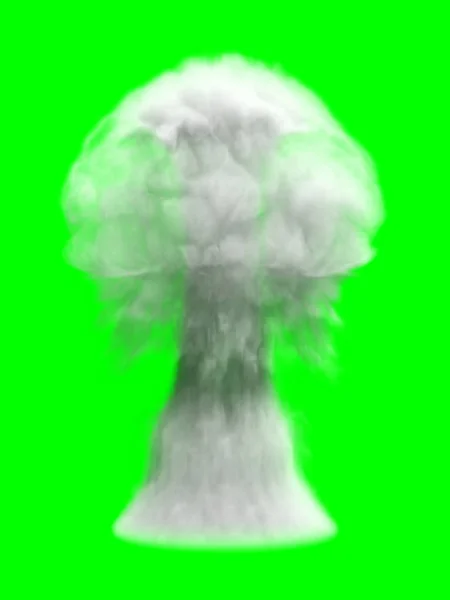 Dichter Rauch von einem runden Gegenstand auf grünem Hintergrund. 3D-Darstellung. — Stockfoto