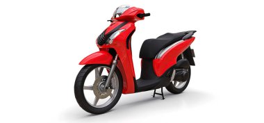 Beyaz arka planda modern kentsel kırmızı mobilet. 3d illüstrasyon.