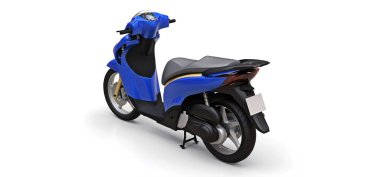 Beyaz arka planda modern şehir mavisi motosiklet. 3d illüstrasyon.