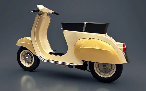 Винтажный европейский золотой скутер на сером фоне. 3d-рендеринг . — стоковое фото