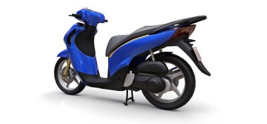 Beyaz arka planda modern şehir mavisi motosiklet. 3d illüstrasyon.