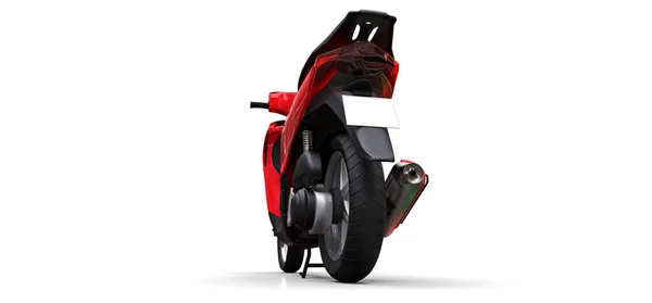 Modern urban röd moped på vit bakgrund. 3D-illustration. — Stockfoto