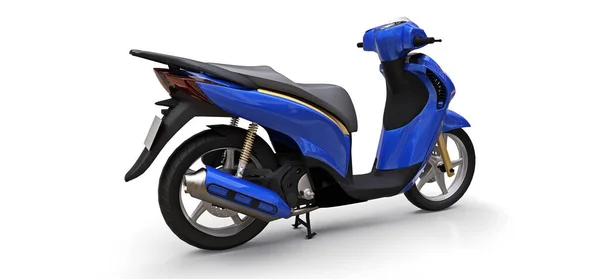 Modern urban blue moped on a white background. 3d illustration. — Stock Photo, Image
