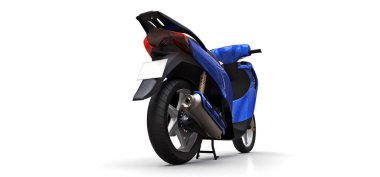 Beyaz arka planda modern şehir mavisi motosiklet. 3d illüstrasyon.