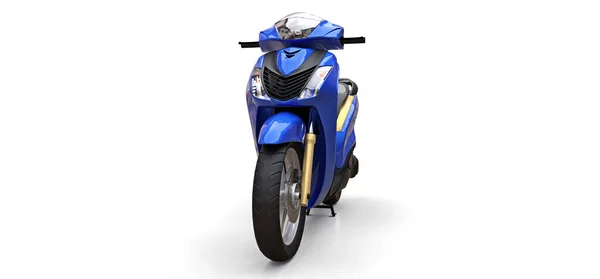 Moderno ciclomotor azul urbano sobre fondo blanco. ilustración 3d. —  Fotos de Stock