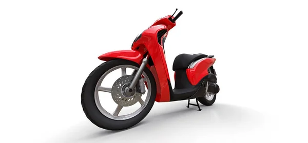 Modernes urbanes rotes Moped auf weißem Hintergrund. 3D-Illustration. — Stockfoto
