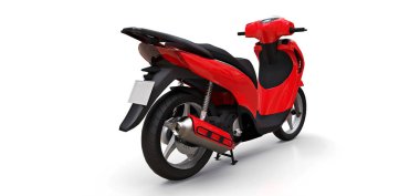 Beyaz arka planda modern kentsel kırmızı mobilet. 3d illüstrasyon.