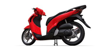 Beyaz arka planda modern kentsel kırmızı mobilet. 3d illüstrasyon.