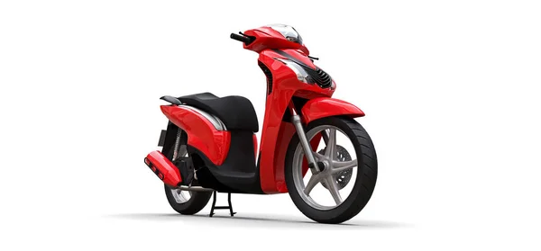 Modern urban röd moped på vit bakgrund. 3D-illustration. — Stockfoto