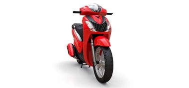 Beyaz arka planda modern kentsel kırmızı mobilet. 3d illüstrasyon.