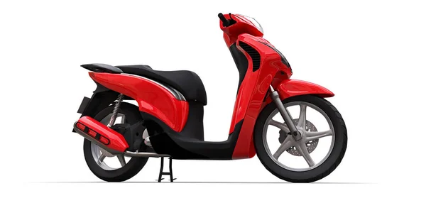 Modernes urbanes rotes Moped auf weißem Hintergrund. 3D-Illustration. — Stockfoto