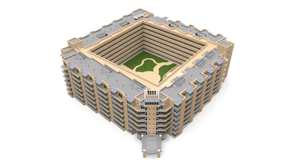 Apartman 3D modeli. Avlusu olan bir daire. 3d oluşturma. — Stok fotoğraf