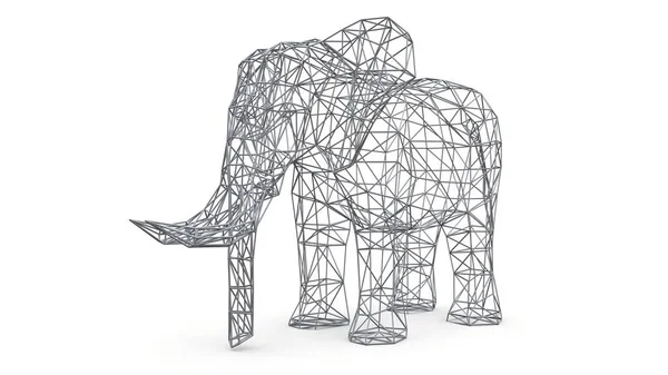 Elephant on a white background. Low polygon 3d illustration. — Stock Photo, Image