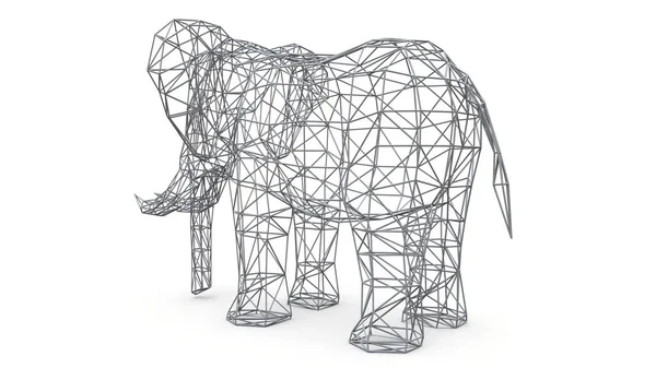 Elefante sobre fondo blanco. Ilustración 3D de polígono bajo . — Foto de Stock