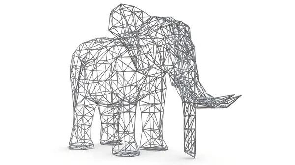 Elefante sobre fondo blanco. Ilustración 3D de polígono bajo . — Foto de Stock