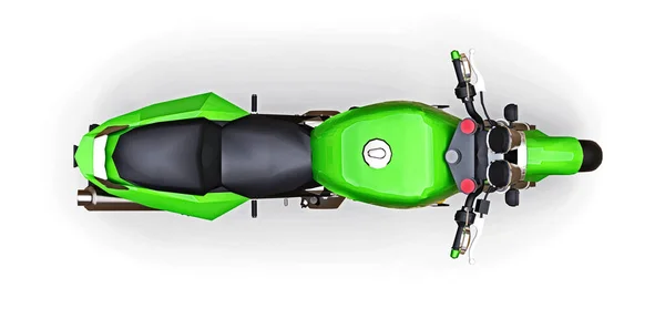 緑の都市部のスポーツの2人乗りのオートバイの白い背景に。3Dイラスト. — ストック写真