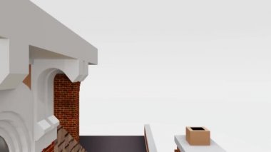 Viktorya tarzı eski bir ev. Beyaz arkaplandaki video. 3d oluşturma.
