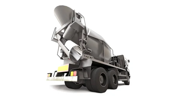 Betonnen Mixer Truck Met Zwarte Cabine Grijze Mixer Witte Achtergrond — Stockfoto