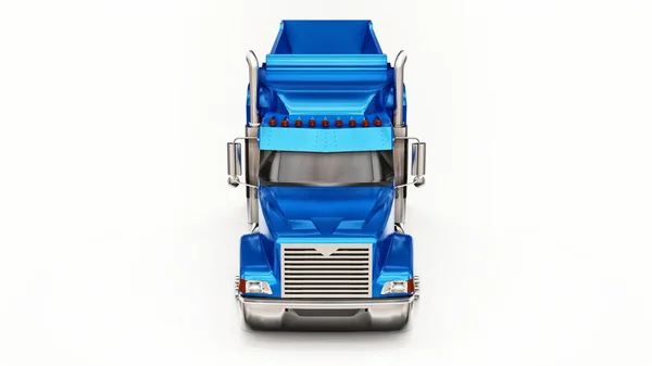 Gran Camión Americano Azul Con Camión Volquete Tipo Remolque Para — Foto de Stock