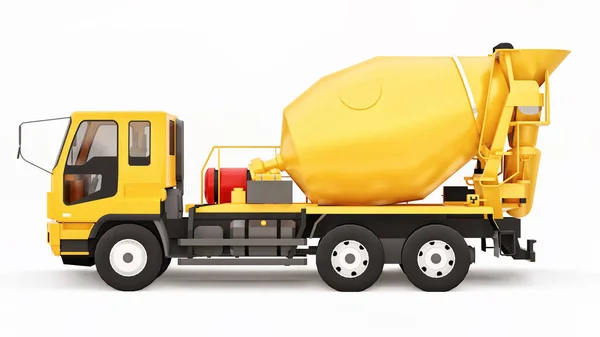 Pomerančový Míchačka Kamion Bílé Pozadí Trojrozměrná Ilustrace Stavebního Zařízení Vykreslování — Stock fotografie