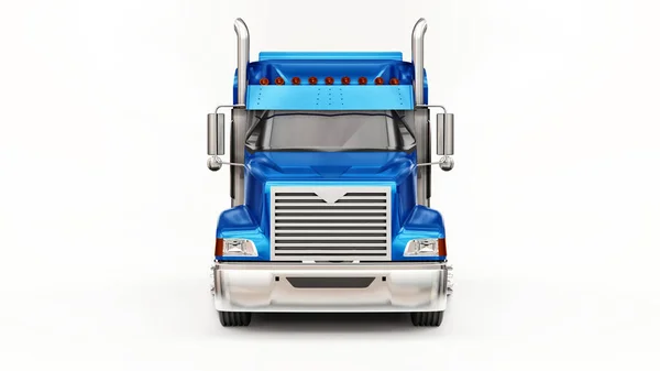Duży Niebieski Amerykański Samochód Ciężarowy Przyczepą Typu Wywrotka Transportu Ładunków — Zdjęcie stockowe