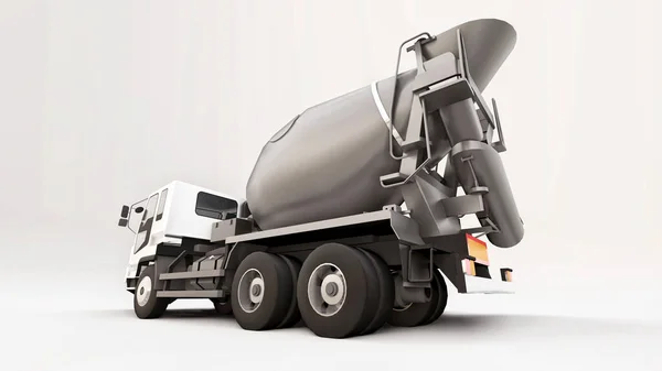 Camion Betoniera Con Cabina Bianca Mixer Grigio Sfondo Bianco Illustrazione — Foto Stock