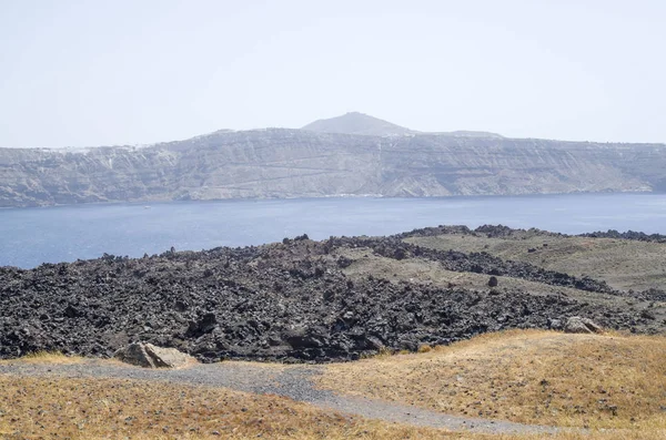 View Top Nea Kameni Island Santorini Greec — Stock Photo, Image