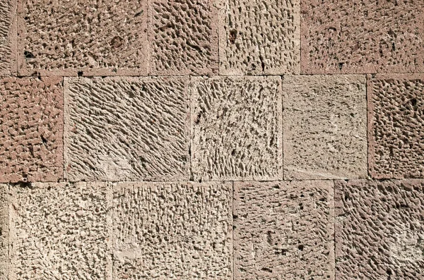 Neue Wand Aus Relief Rosa Vulkanischem Tuff Close — Stockfoto