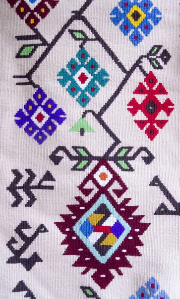 Motifs Traditional Bulgarian Woven Carpet Europ — Stock Photo, Image