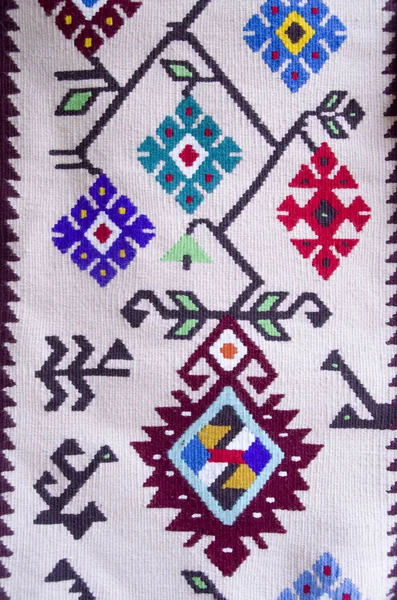 Motifs Traditional Bulgarian Woven Carpet Europ — Stock Photo, Image