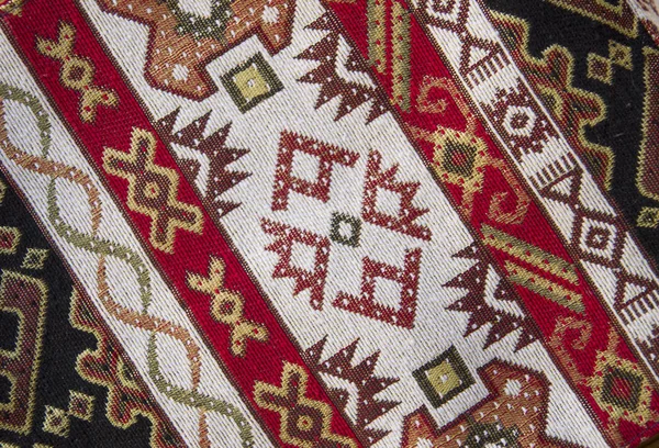 Colorful Armenian Fabrics Closeup Sunny — Stock Photo, Image